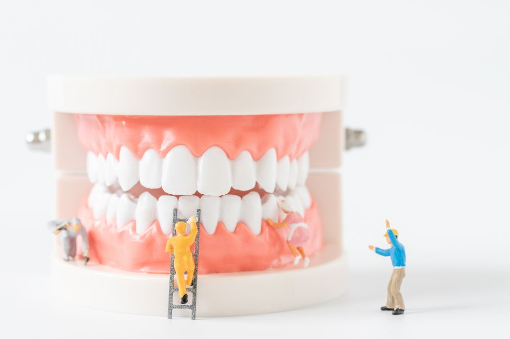 歯のクリーニングの前の検査をしているイメージ